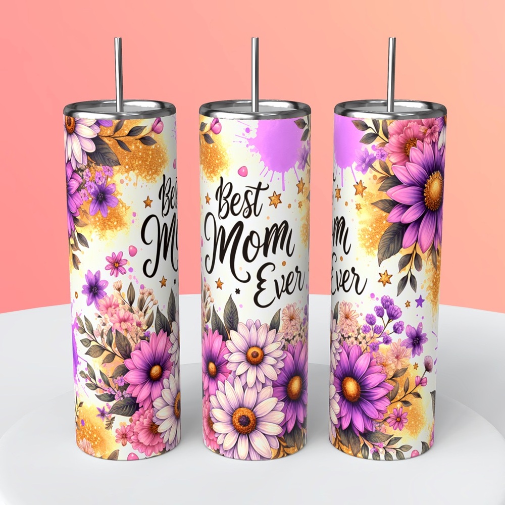 Best Mom floral 20 oz tumbler